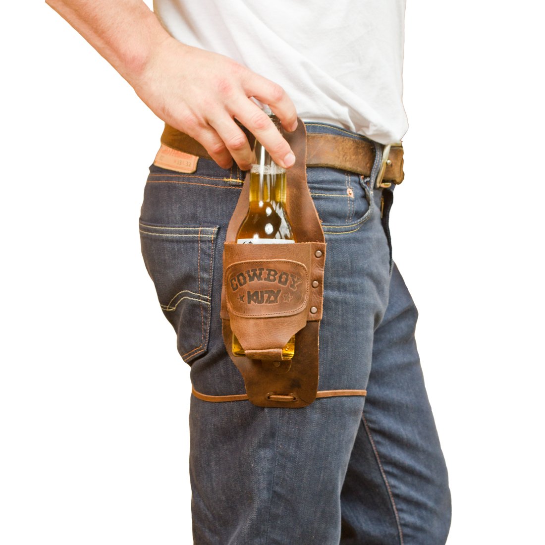 Buy Hide & Drink, Leather Cowboy Buzy Holster, Handsfree Beverage
