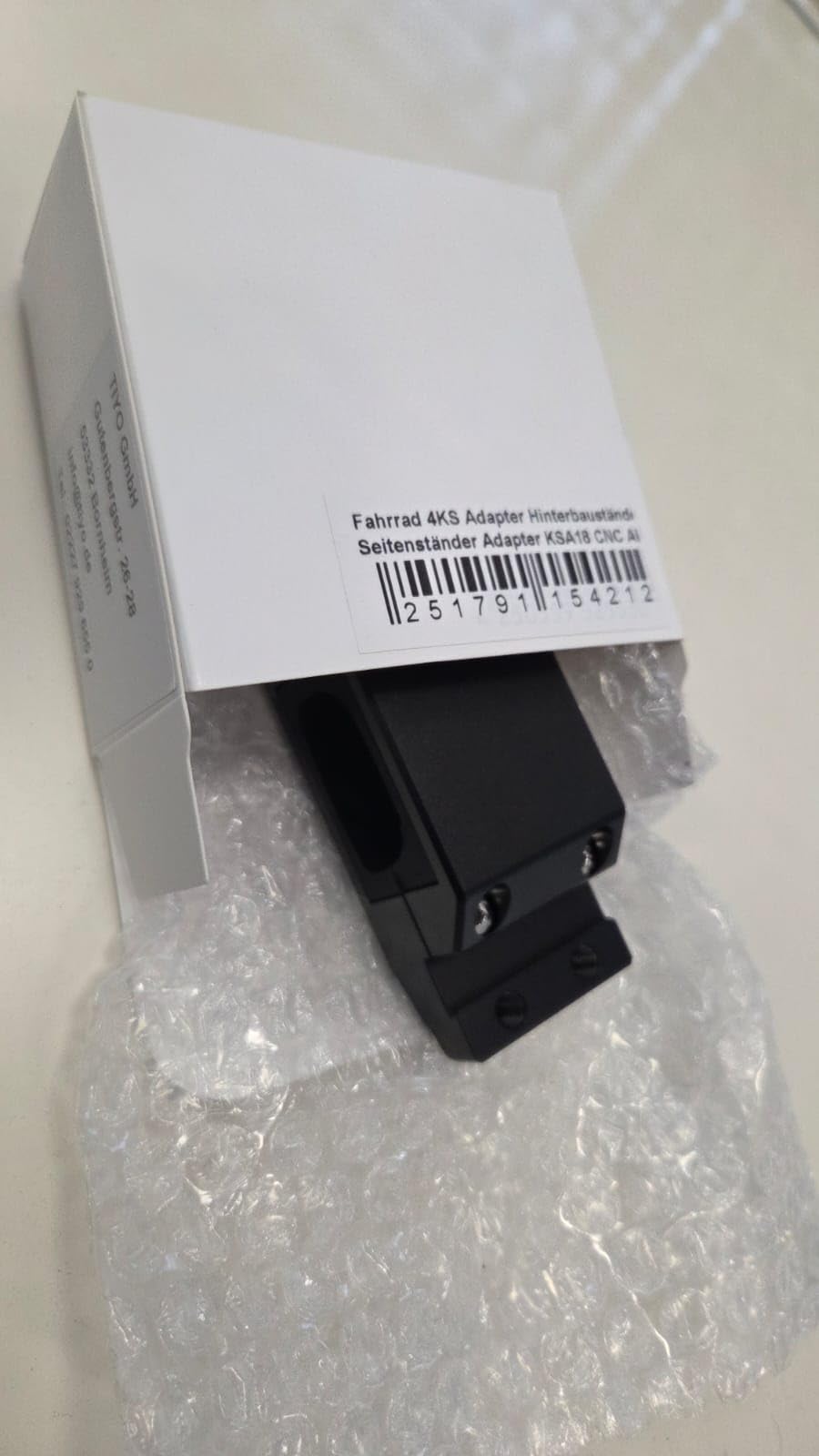 TIYO Fahrrad 4KS Adapter Hinterbauständer Seitenständer Adapter KSA18 CNC Alu E-Bike schwarz
