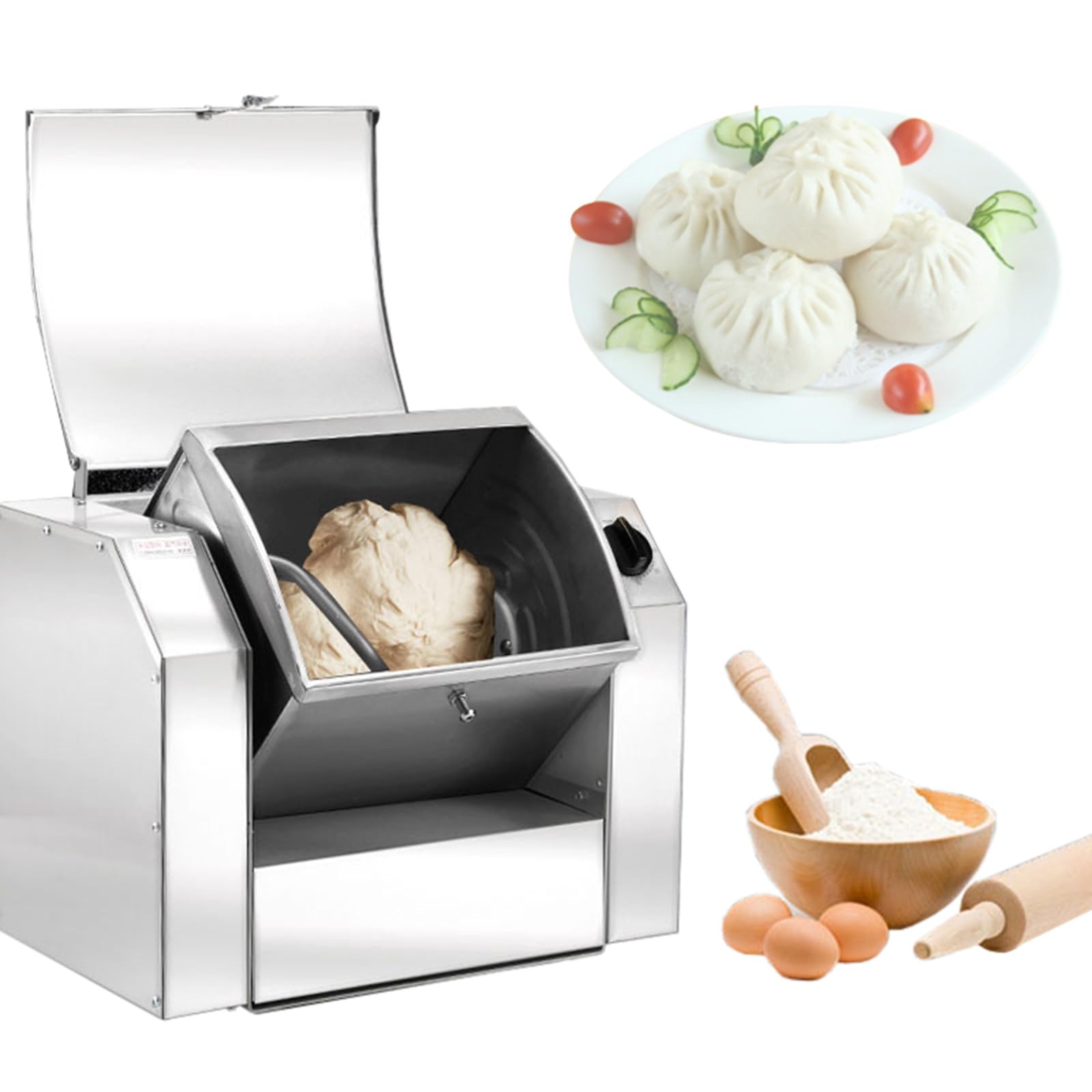 GLJTUO mixers for baking Dough Flour Mixer 750W/1500W Commercial Dough Mixer, Stainless Steel Flour-Mixing Machine with Timing, 30/50kg/h Professional Dough Kneading Machine for,3kg