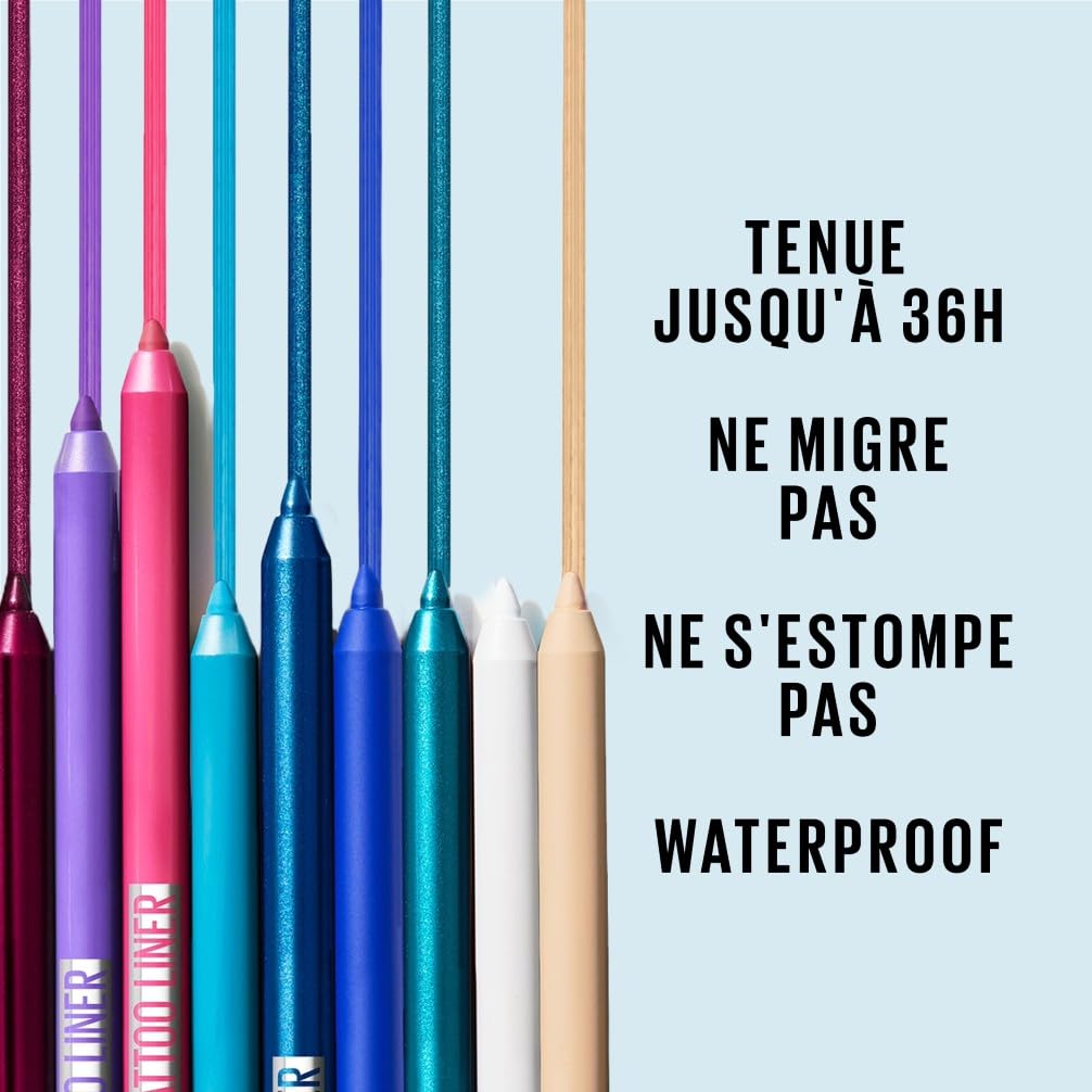 Maybelline New-York - Crayon Gel Yeux Effet Tatouage - Waterproof & Tenue 36h - Tattoo Liner - Teinte : Deep Onyx - 4