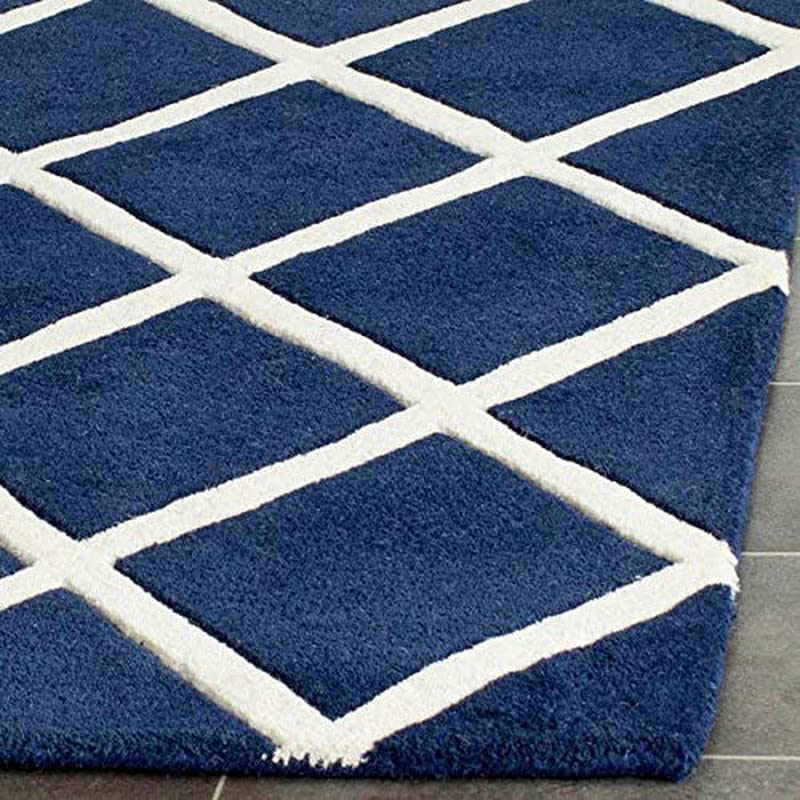Image of Sifa Carpet Hand Made Natural Woolan Tufted Carpets Irregular Shaped Handmade Area Rugs, for Your Room Blue Color Size 5x7 feet (150x210)