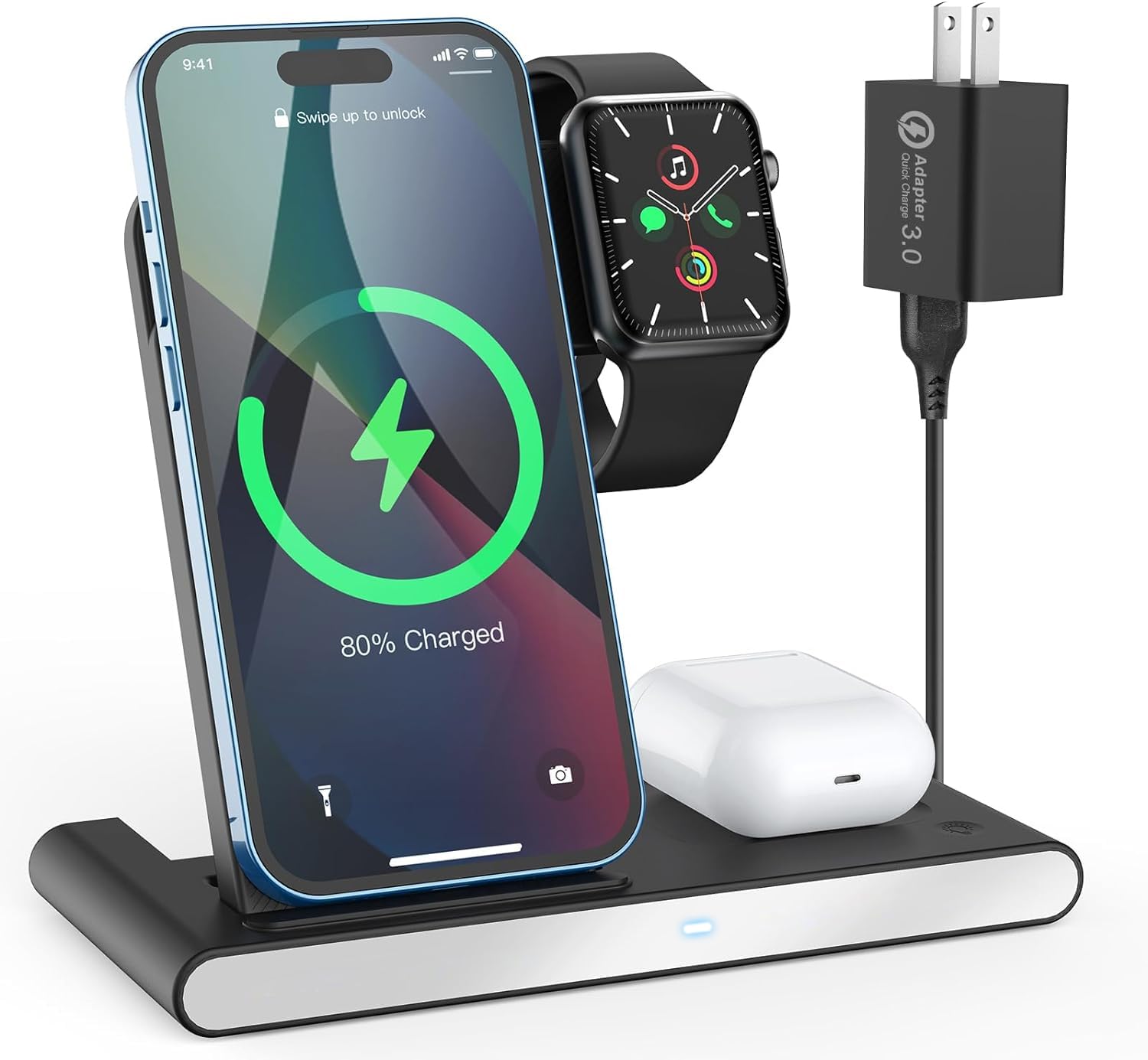 Amazon.co.jp: WGFFFUT 3in1ワイヤレス充電器 折り畳み式 マルチ充電 