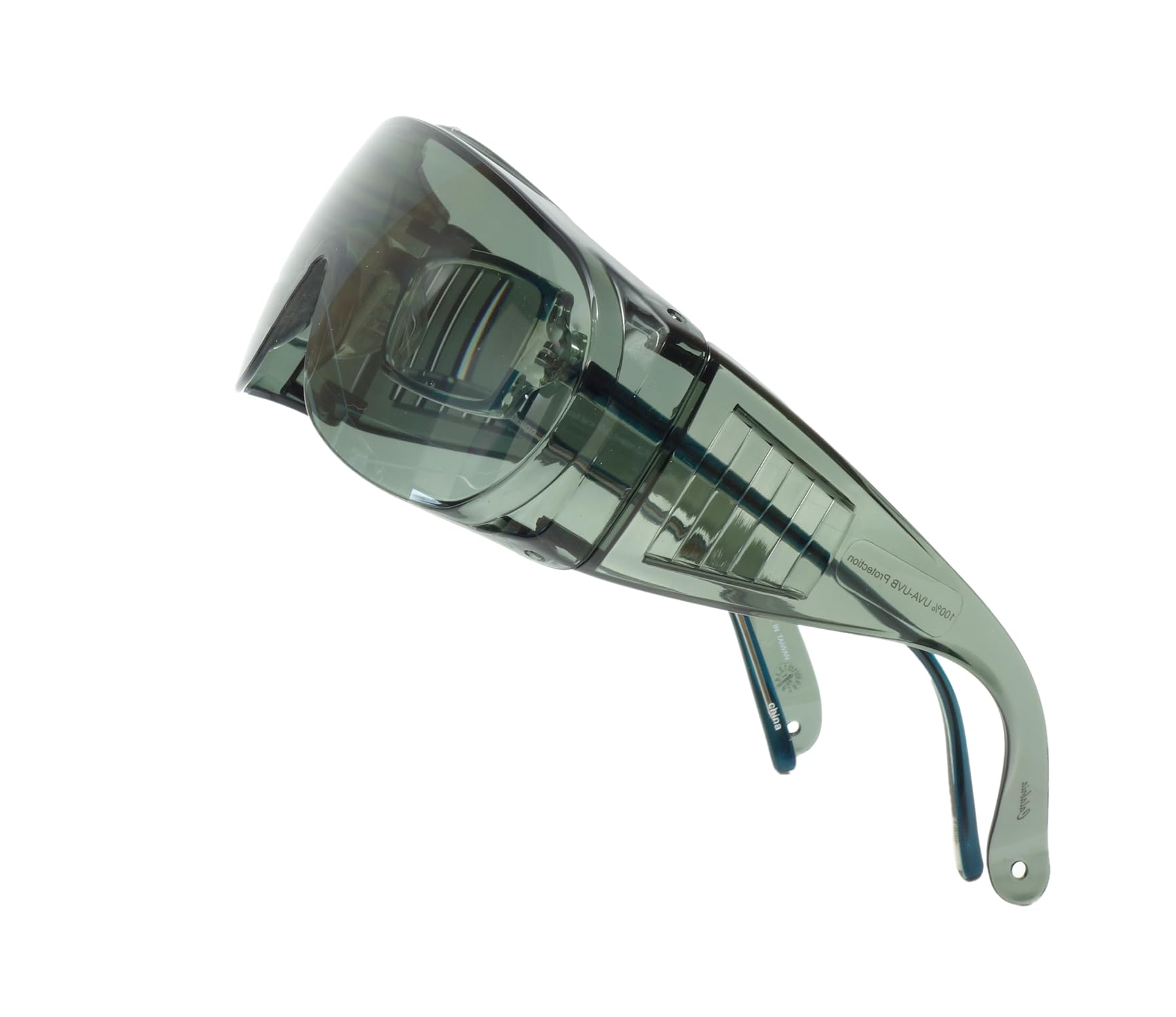 Calabria 1003 Fitover - Gafas de sol de seguridad grandes sobre gafas graduadas | 100% protección UV | patillas transparentes | Verde