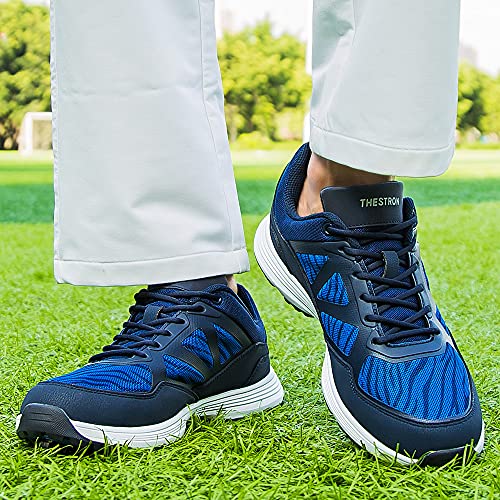 Image of THESTRON Men Golf Shoes Mesh Breathable Breathable Golf Walking Sport Sneakers 7 Spikes Golf Trainers