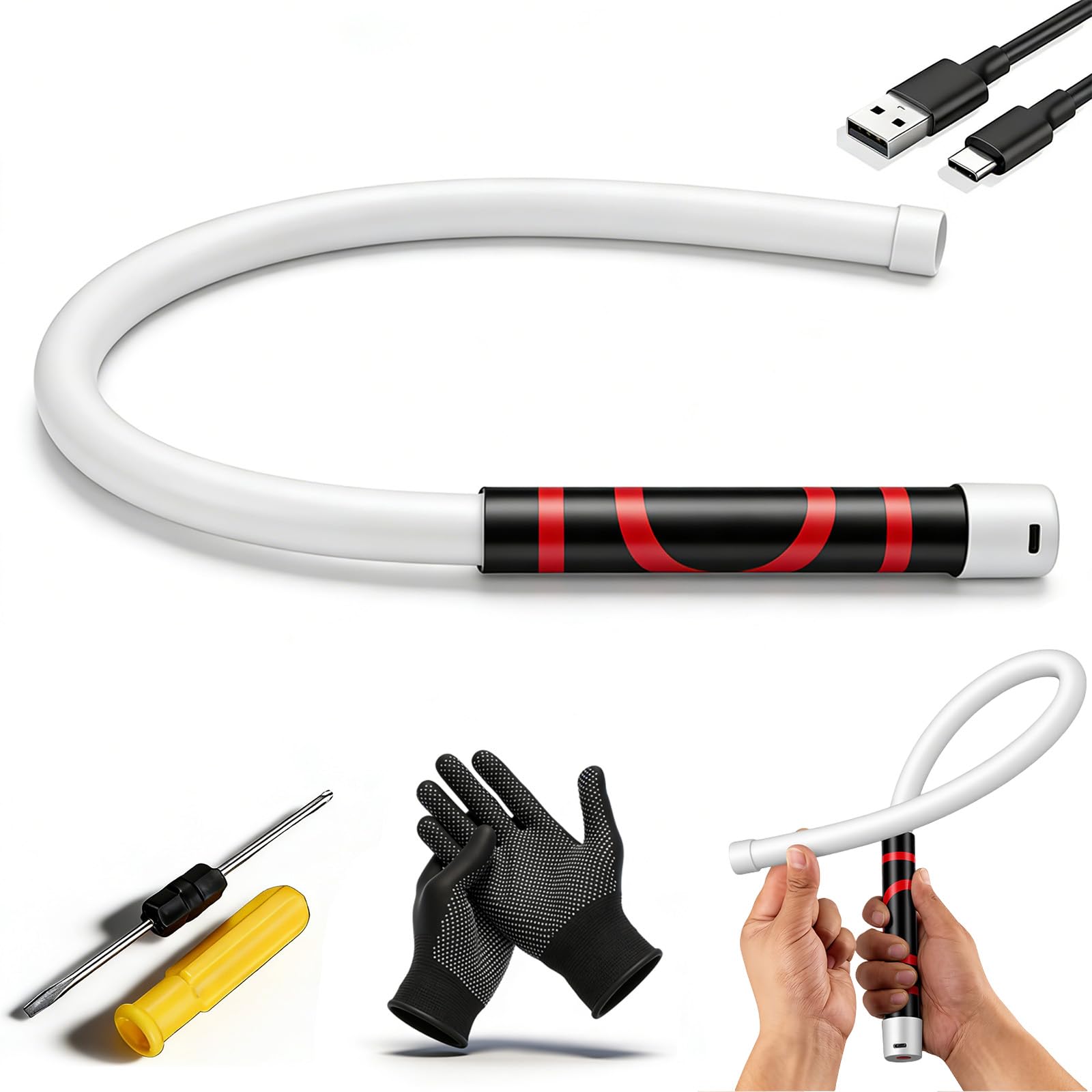 Bendable LED Flashlight Stick, 2026 Upgrand Portable Flexible LED Light Stick, 27-29 in Flexible LED Work Light with High Lumen & 3 Brightness Modes for Mechanics, Car Repairs, Inspections (28 in)