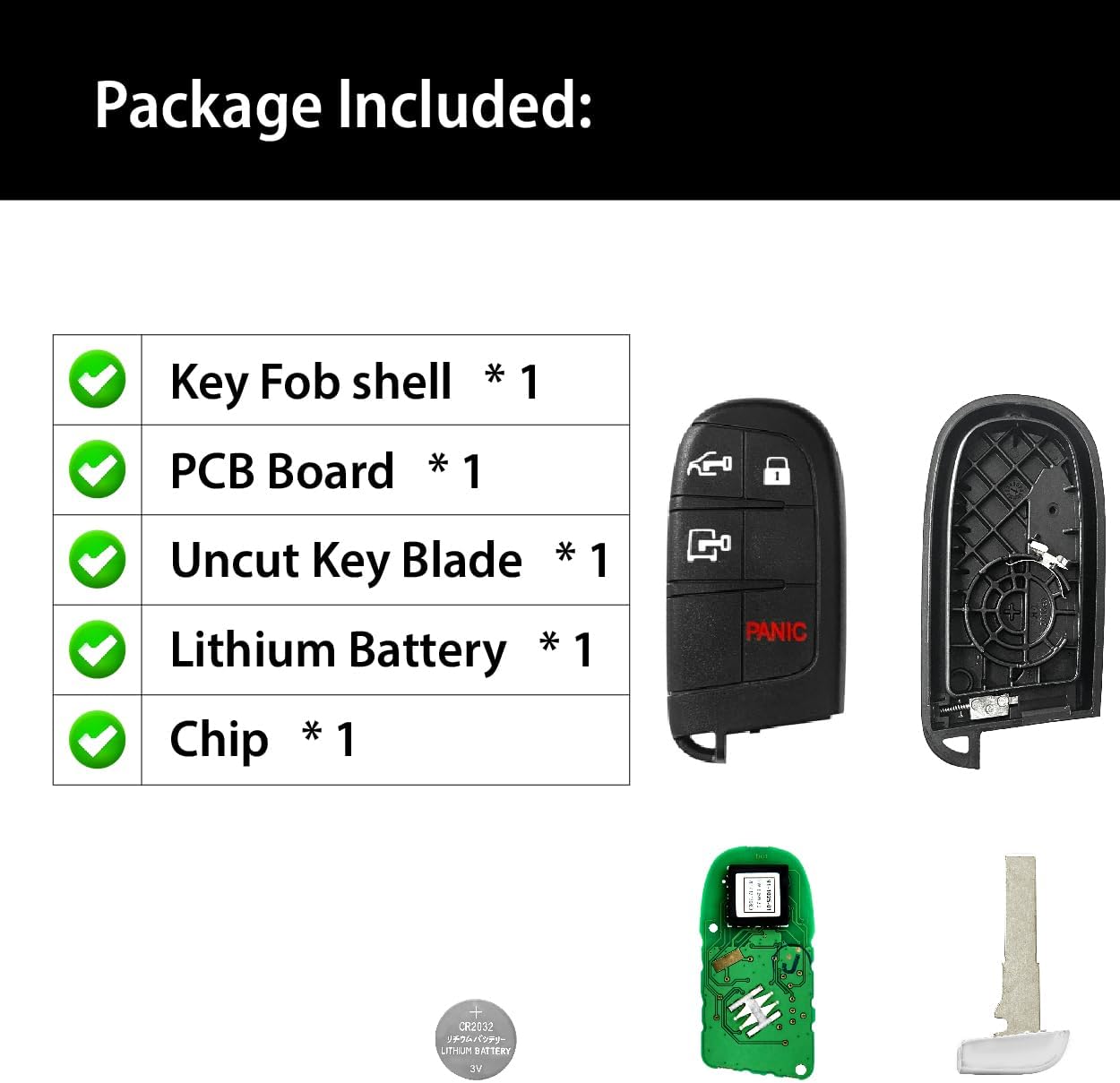 Replacement for 2022 2023 Dodge Ram Promaster Key Fob Remote Control M3N-40821302 4 Buttons 433MHz