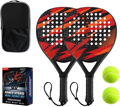Carbon Fiber Padel Racket Set of 2,Beginners Friendly
