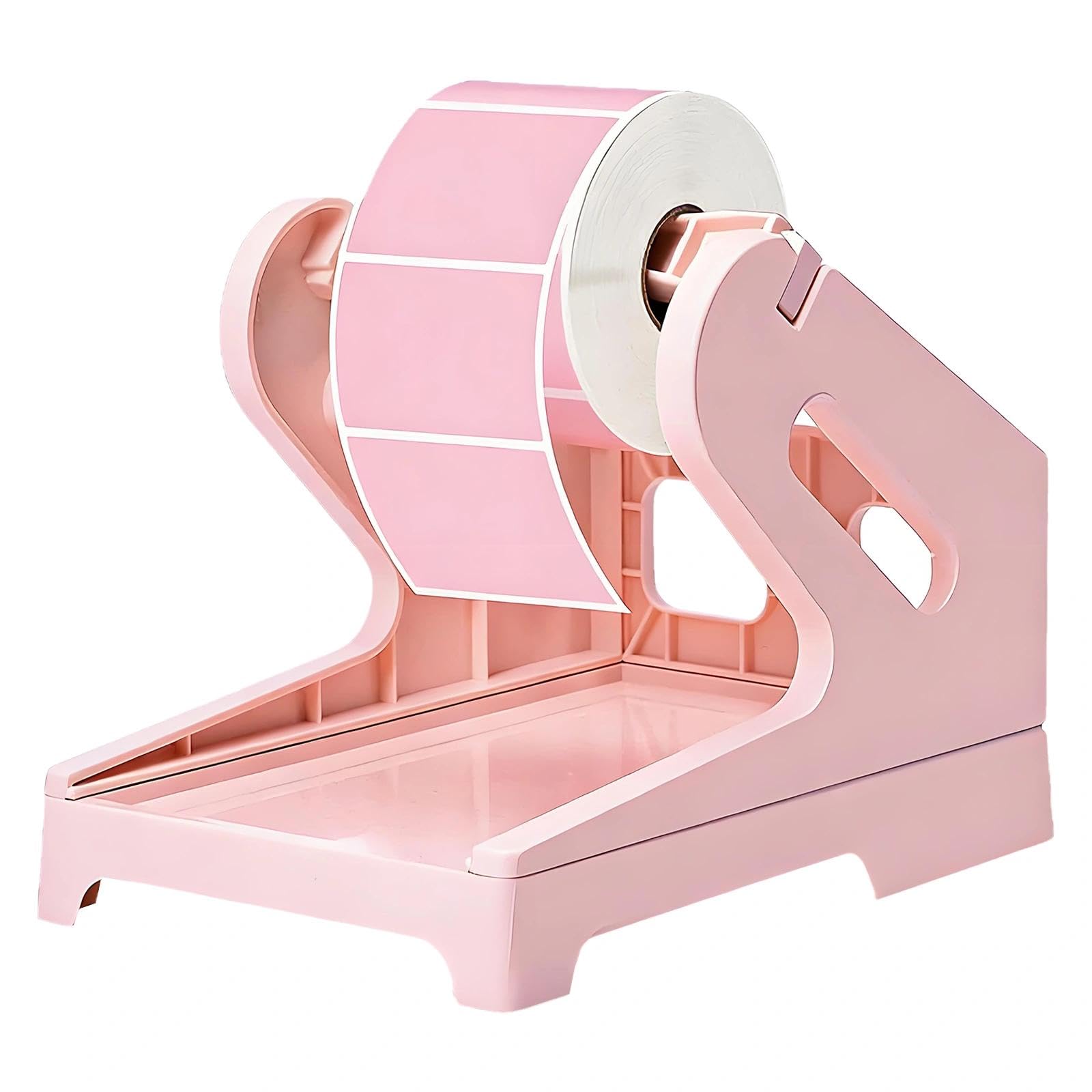 Label Holder, 2 in 1 Label Dispenser，Thermal Label Printer Universal Accessory，for Thermal Label Roll Fanfold Labels（Pink）