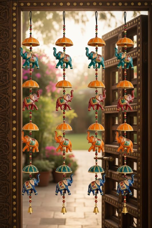 CDM Handicraft Rajasthani Elephant Door Hanging Latkan for Home Décor - Set of 4, Multicolour Decorative Wall Hanging for Entrance, Festivals, Diwali & Weddings-image-31