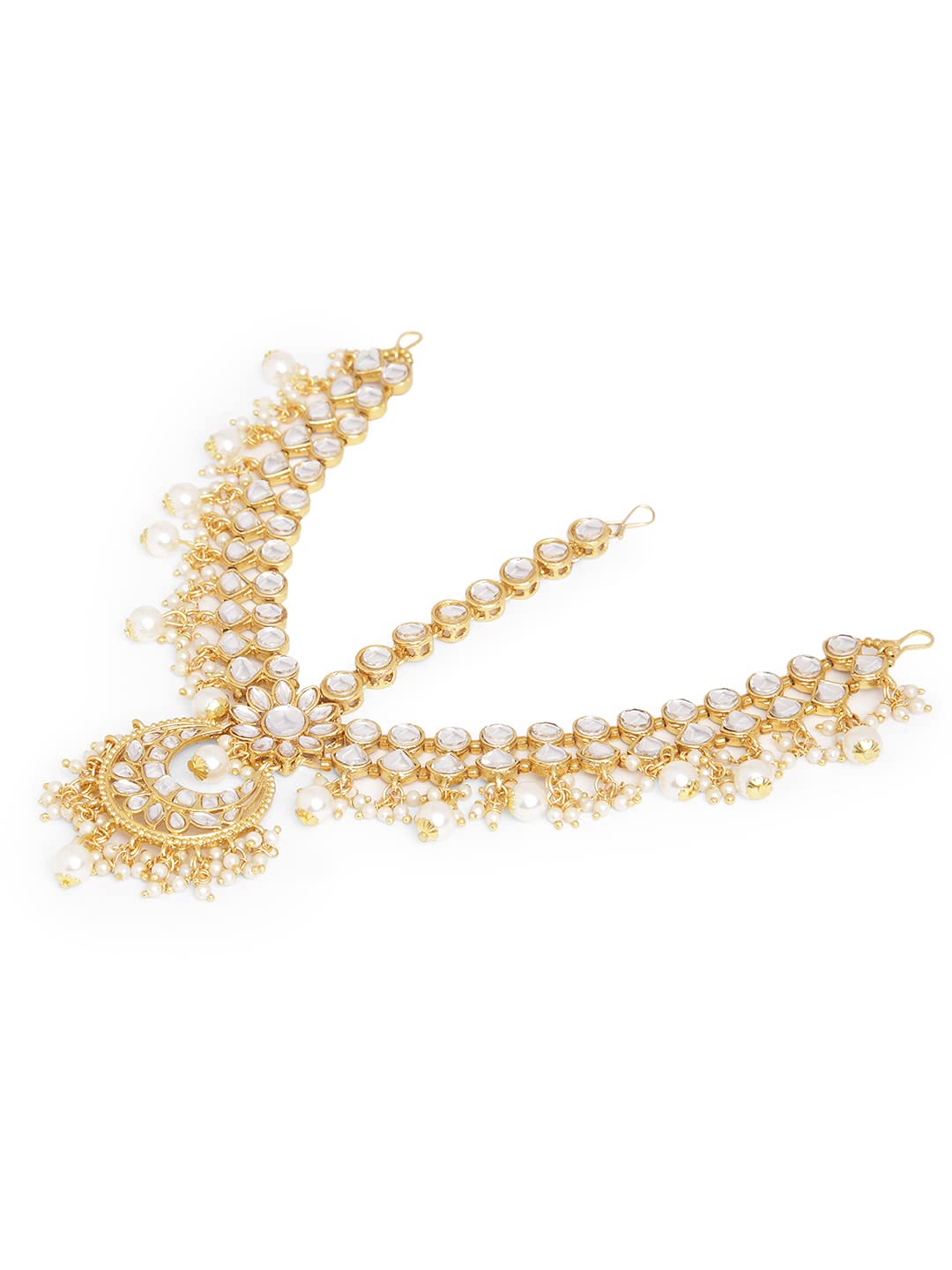 Fabula by OOMPH Jewellery Gold Tone Kundan and Pearls Traditional Wedding Bridal Sheeshphool Maangtikka Matha Patti for Women & Girls (B09X5T1QFD) Amazon Price History, Amazon Price Tracker