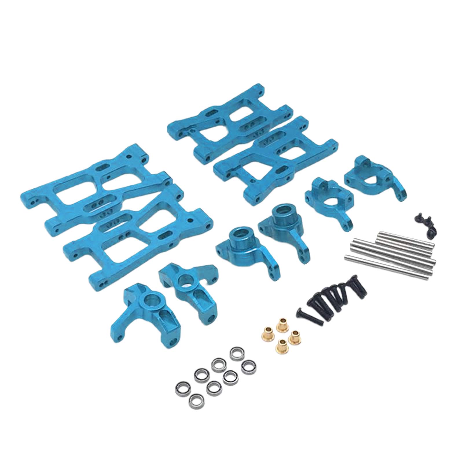 18 Stück RC Auto Fahrzeuge Ersatzteile Schwenkarm Lenkungseinheit Aufrüst Metallteile Zubehör für Montage für Wltoys 1 12 124018 124019 1 14 144001 Re, Blau