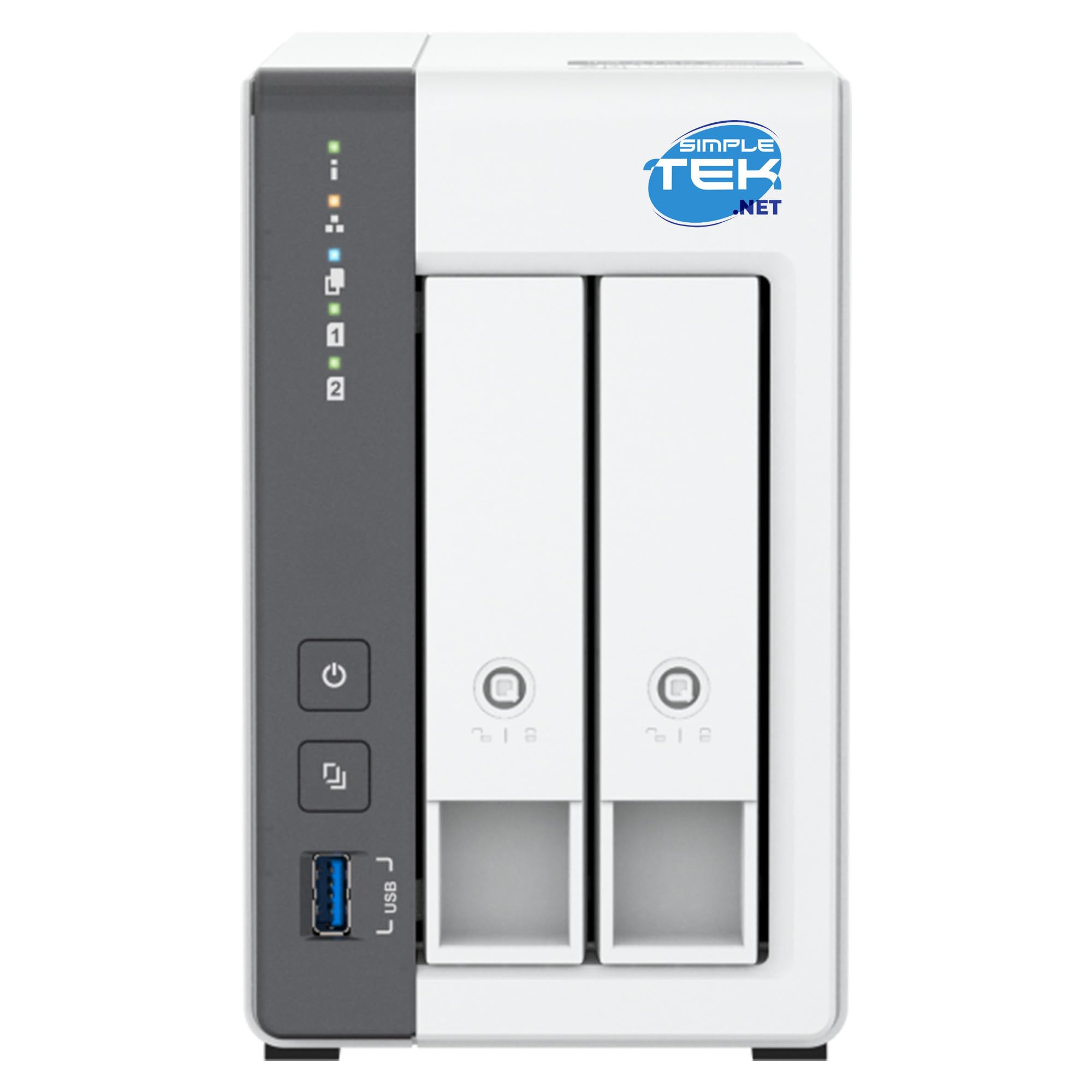 SIMPLETEK - Sistema NAS a 2 Bay (Slot) con 4 GB RAM e 2 SSD da 1 TB Inclusi (2 TB Totali), LAN 2.5 Gigabit per Cloud Domestico