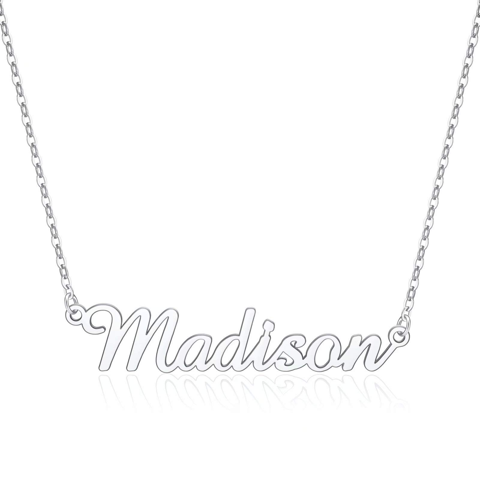 IEFLIFECustom Name Necklace Personalized, 14K Gold Plated Personalized Name Necklace White Gold Plated Monogram Necklace Personalized Jewelry Name Plate Necklace Gifts for Women