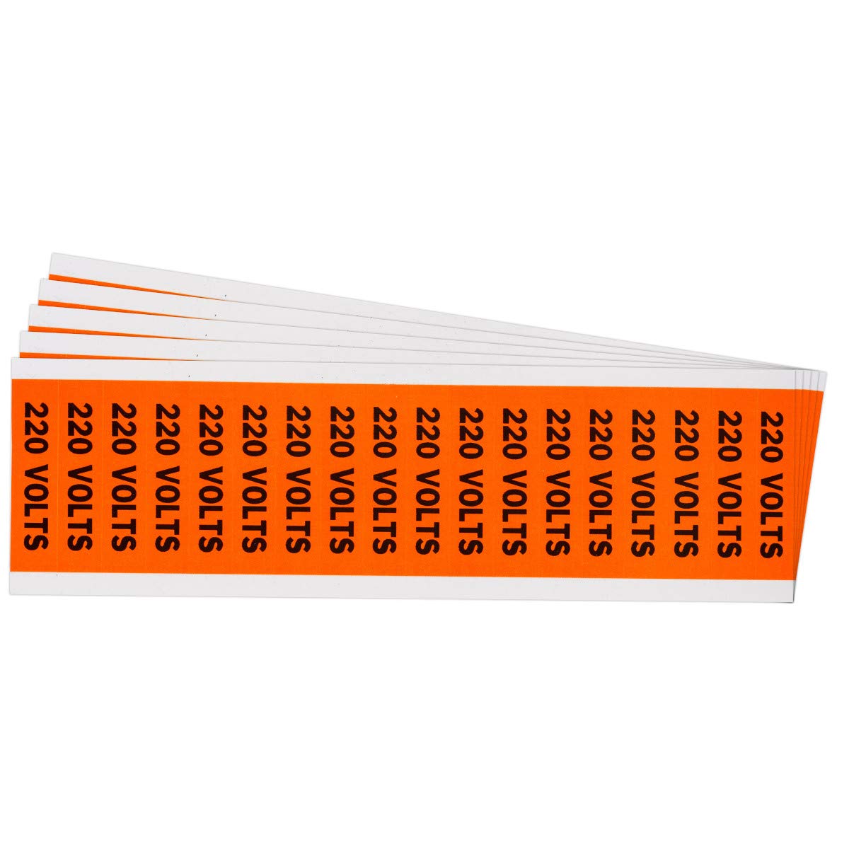220 Volts Conduit and Voltage Labels 0.5 in H X 2.25 in W Black On Orange 5/Pk