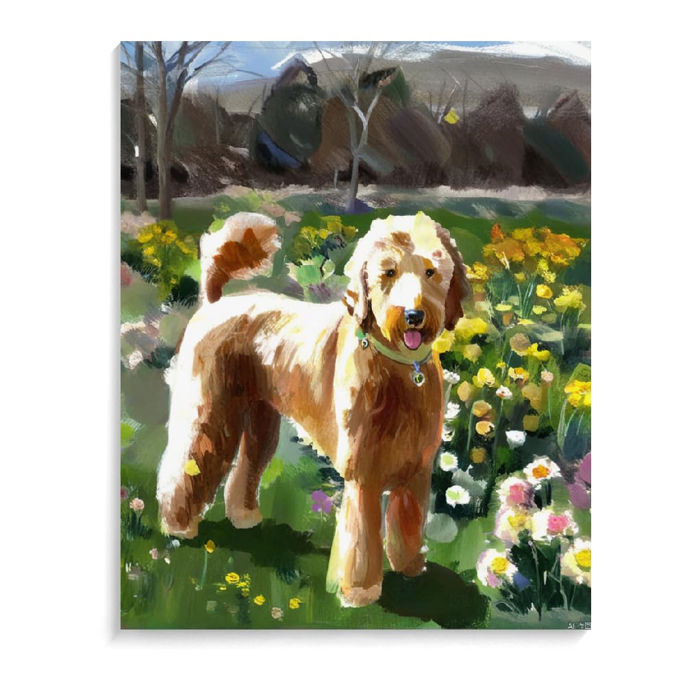 Paint by Numbers for Adults Goldendoodle dogDIY Acrylic Watercolor Oil Painting by Number On Canvas Paint for Home Wall Decor 12x16inch(30x40cm) Frameless