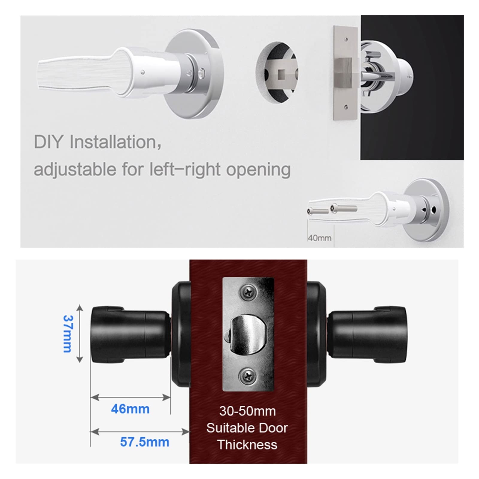 Serratura Smart, TTLOCK Smart Door Lock Comando vocale AI Supporto for Impronte digitali,Smart Lock Facile da Installare(Black Password)