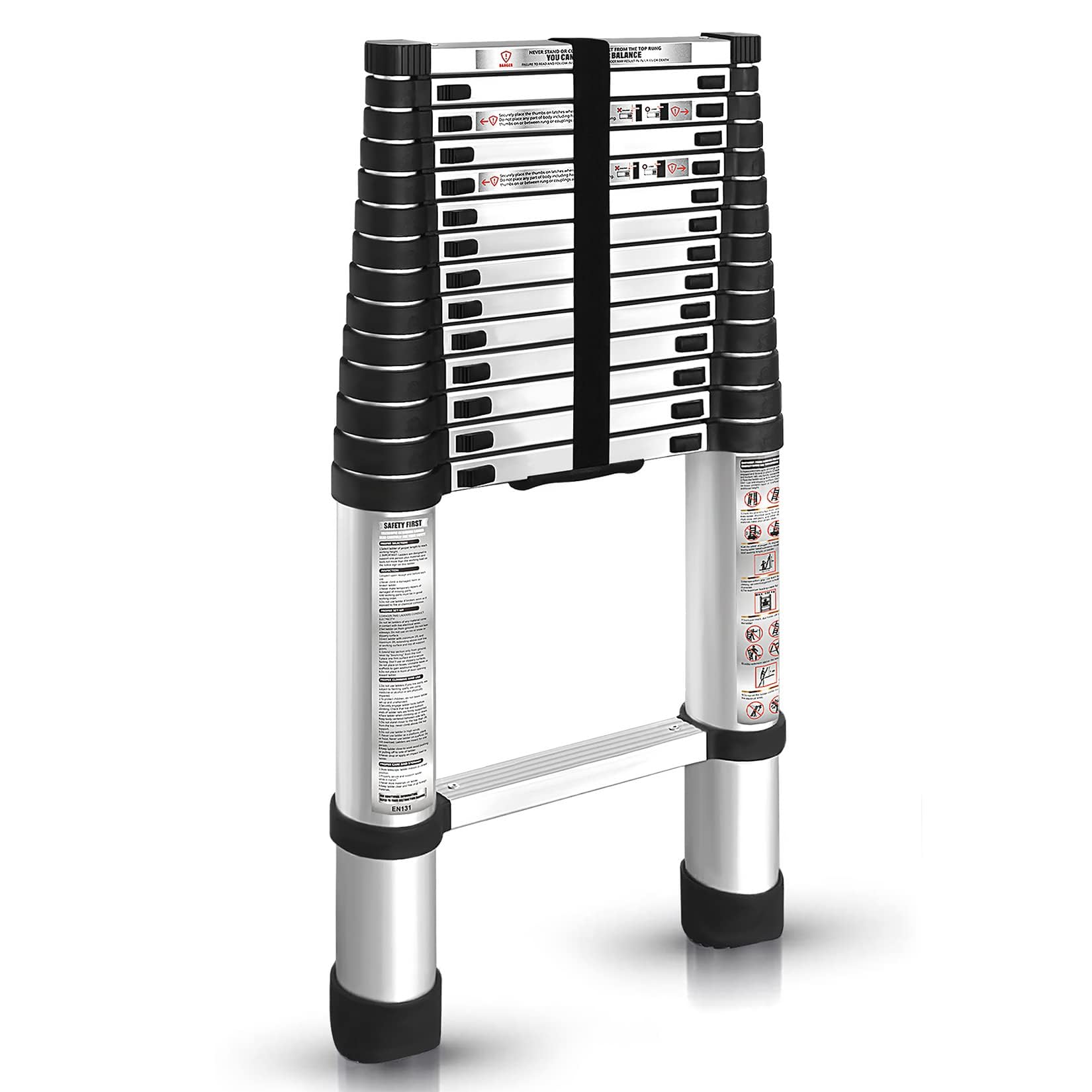 findmall 14.5FT / 4.4M Aluminum Telescopic Ladder Multi Use Non-Slip Collapsible Ladder Telescoping Ladders