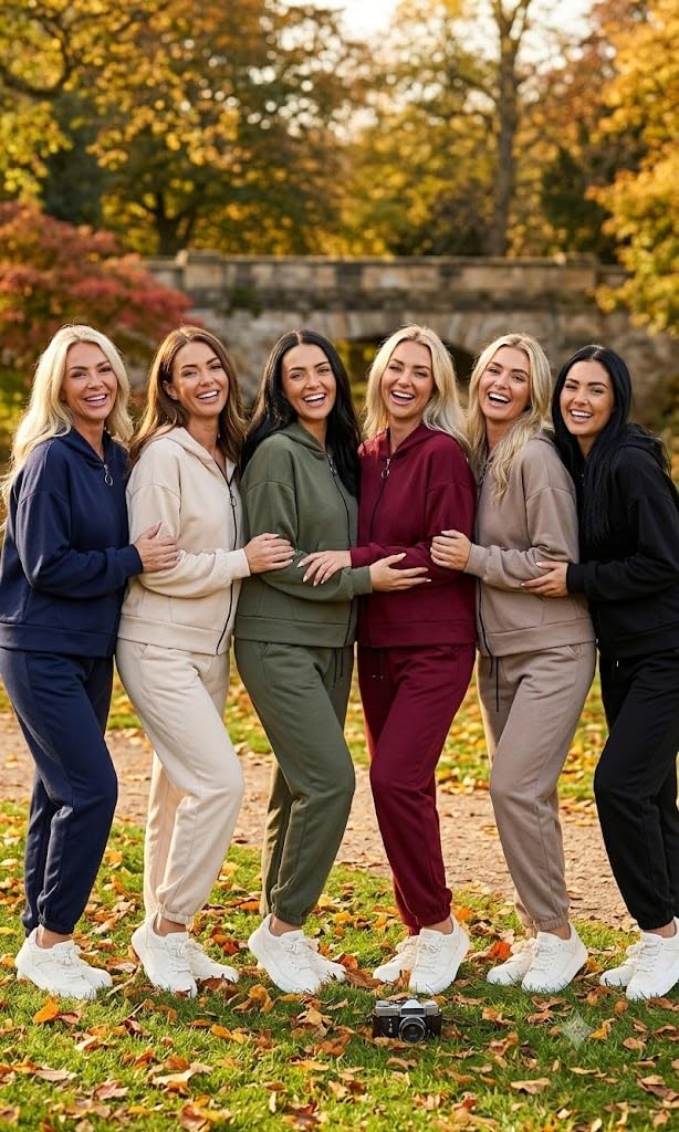 Damen Trainingsanzug 2 Teilig Set Hausanzug mit Kapuze & Reißverschluss – Sportlicher Jogginganzug Sweatjacke & Jogginghose Einheitsgröße (36-42) 618