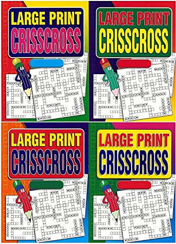 Set of 4 Large Print Criss Cross Puzzle Book Adult A4