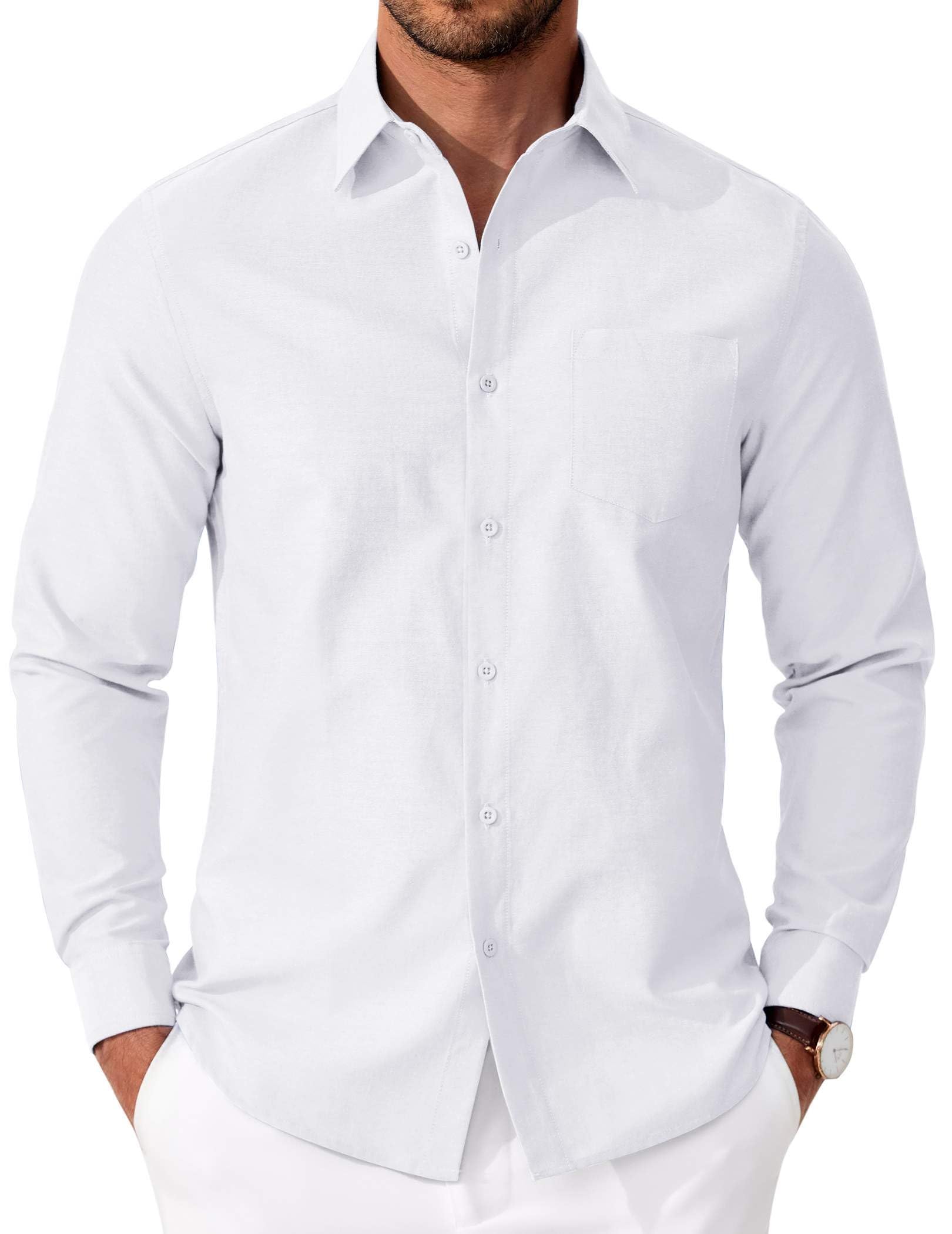 COOFANDY Hemd Herren Langarm Regular Fit Oxford Hemd Baumwolle Freizeithemd Businesshemd Herrenhemden Langarm Oberhemd mit Tasche