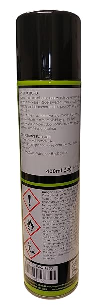 CLEAR GREASE 1 X 400ml SPRAY, A CLEAR GREASE THAT PROTECTS AGAINST WEAR AND CORROSION IDEAL FOR BRAKE PIPES, HINGES, CHAINS, BEARINGS DOOR LOCKS ETC