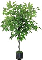 4FT Realistic Artificial Ficus Tree with Black Planter - Faux Silk Plant for Home Office Living Room Porch Garden Decor
