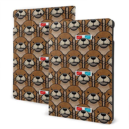 おもしろ カワウソ 眼鏡 iPad IPad 7th 10.2" ケース TPU ソフトカバー二つ折りスタンド 耐衝撃カバー オートウェイクアップ/スリープ機能