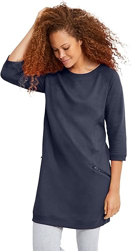 Ellos Túnica con bolsillo con cremallera de rizo francés de talla grande para mujer