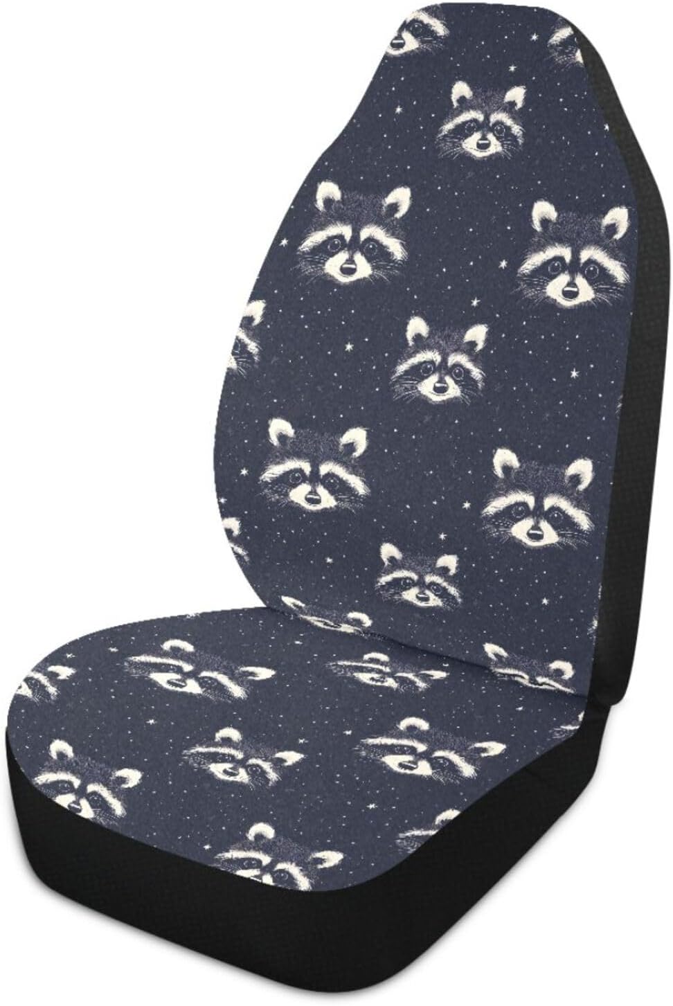 Raccoon Galaxy Seat Covers for Car Trucks 2 Pack, Fabric Patterned Universal Fit Auto Seat Protector with Back Pocket