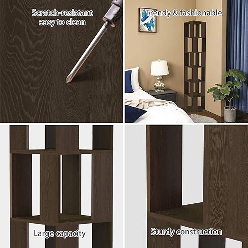 Miniatura 3 de Estantería giratoria de 6 niveles, estantería simple para estudiantes, multifuncional, creativa, independiente, estante de almacenamiento delgado,