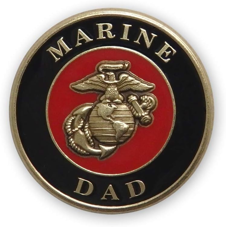 Indiana Metal Craft USMC Marine DAD Brass Enamel Pin. Made in USA
