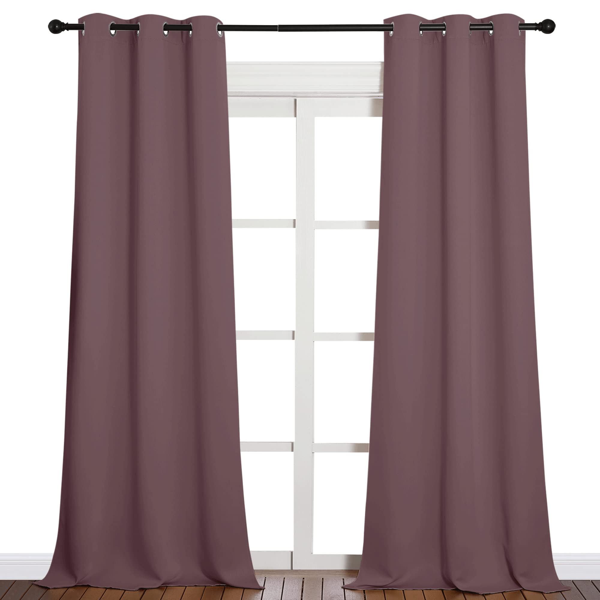 NICETOWN Patio Glass Door Blackout Curtains for Bedroom/Living Room, Dry Rose, 42 inches Wide x 95 inches Long, 1 Pair, Privacy Panel Drapes for Dining Room and Guest Room