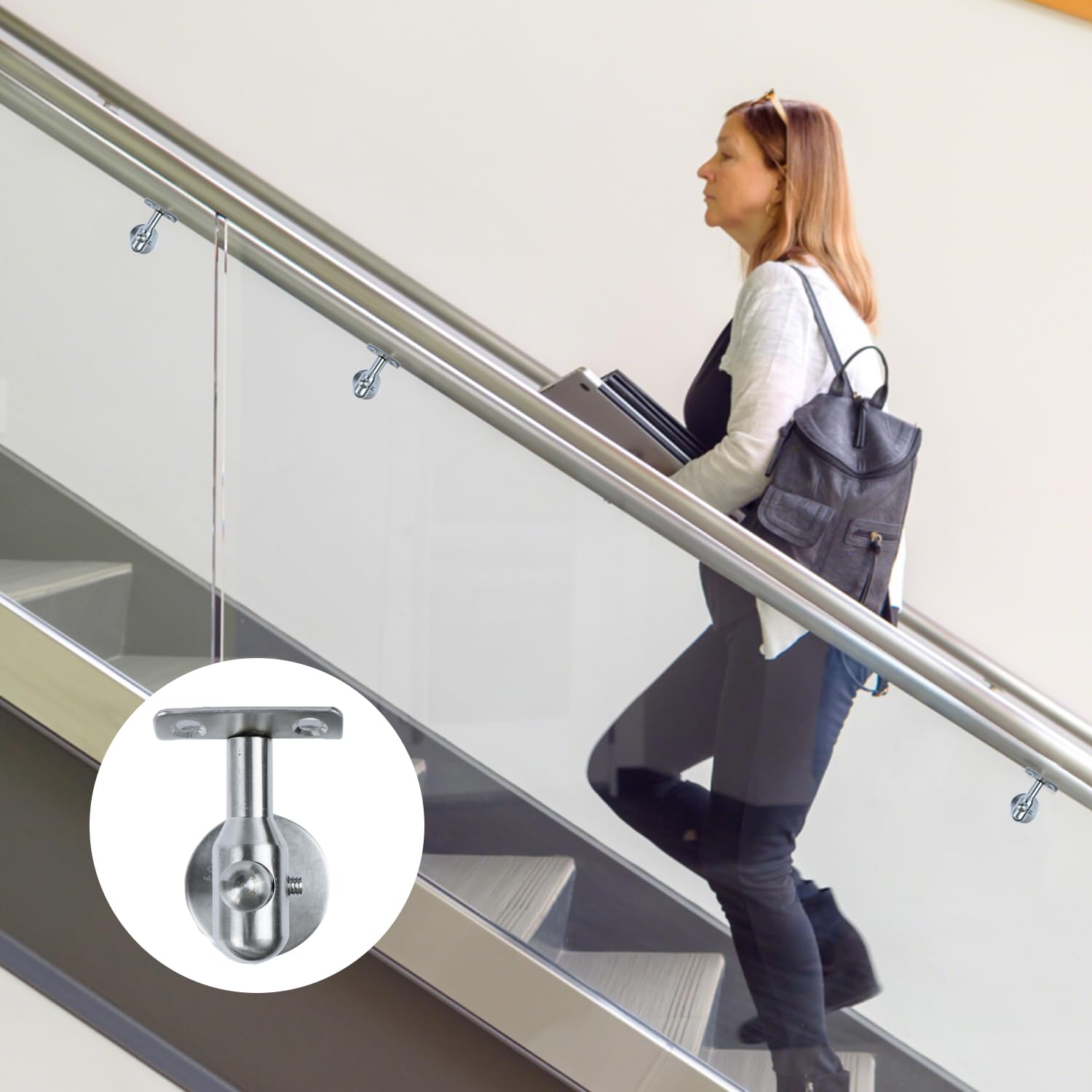 Soporte Pasamanos Ajustable Acero Inoxidable, 2 Piezas Soportes Baranda Barandilla Pasamano, Barandillas Accesorios Escaleras, para Protección de Seguridad en Escaleras, Pasillos, Baños etc