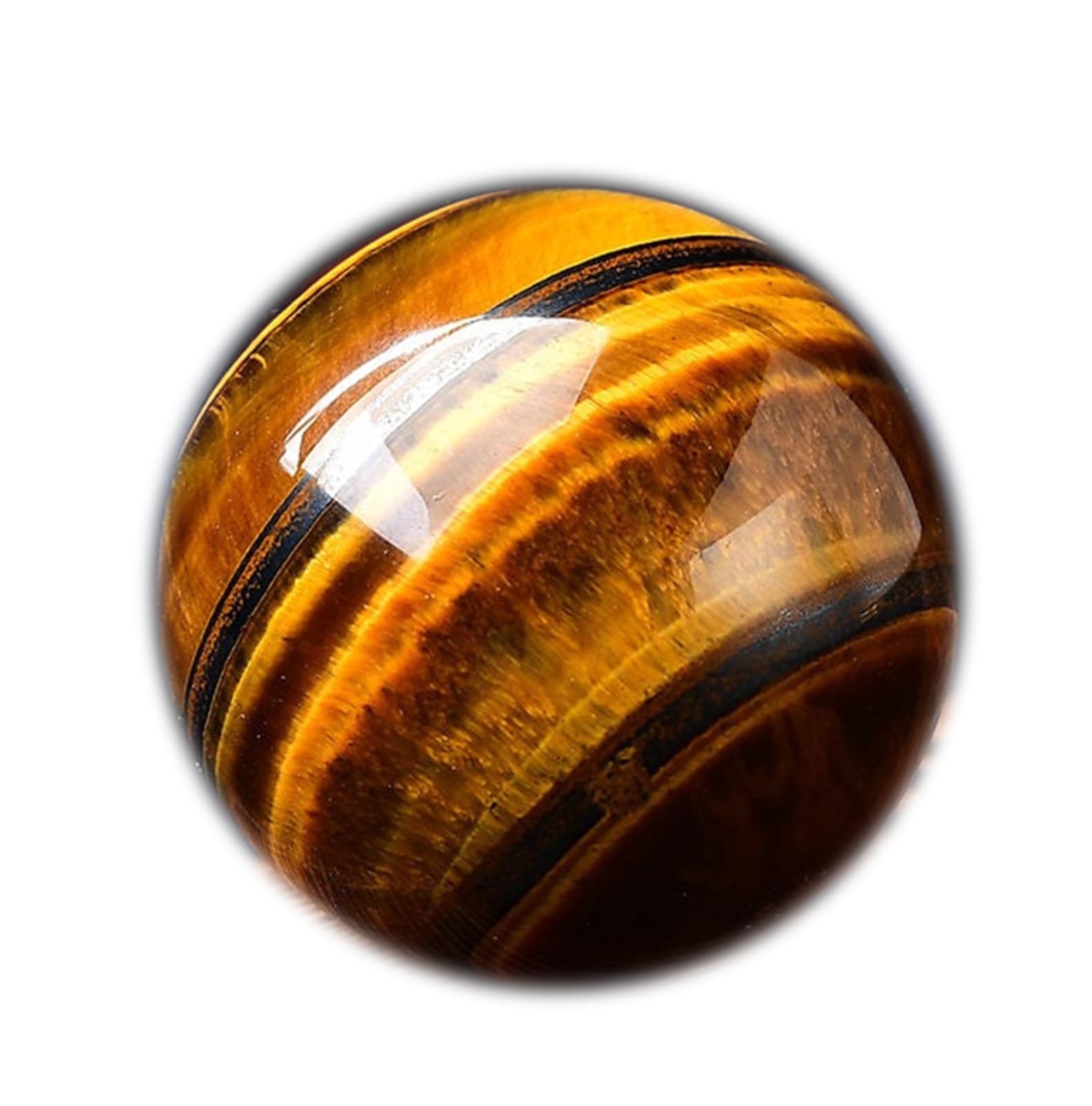 RVBLRDSE Home Decor Crystal Ball Yellow Tiger Eye Stone Table Top Display Crystals Sphere for Halloween Christmas Ornaments,10cm/3.9in Gemstone Stone