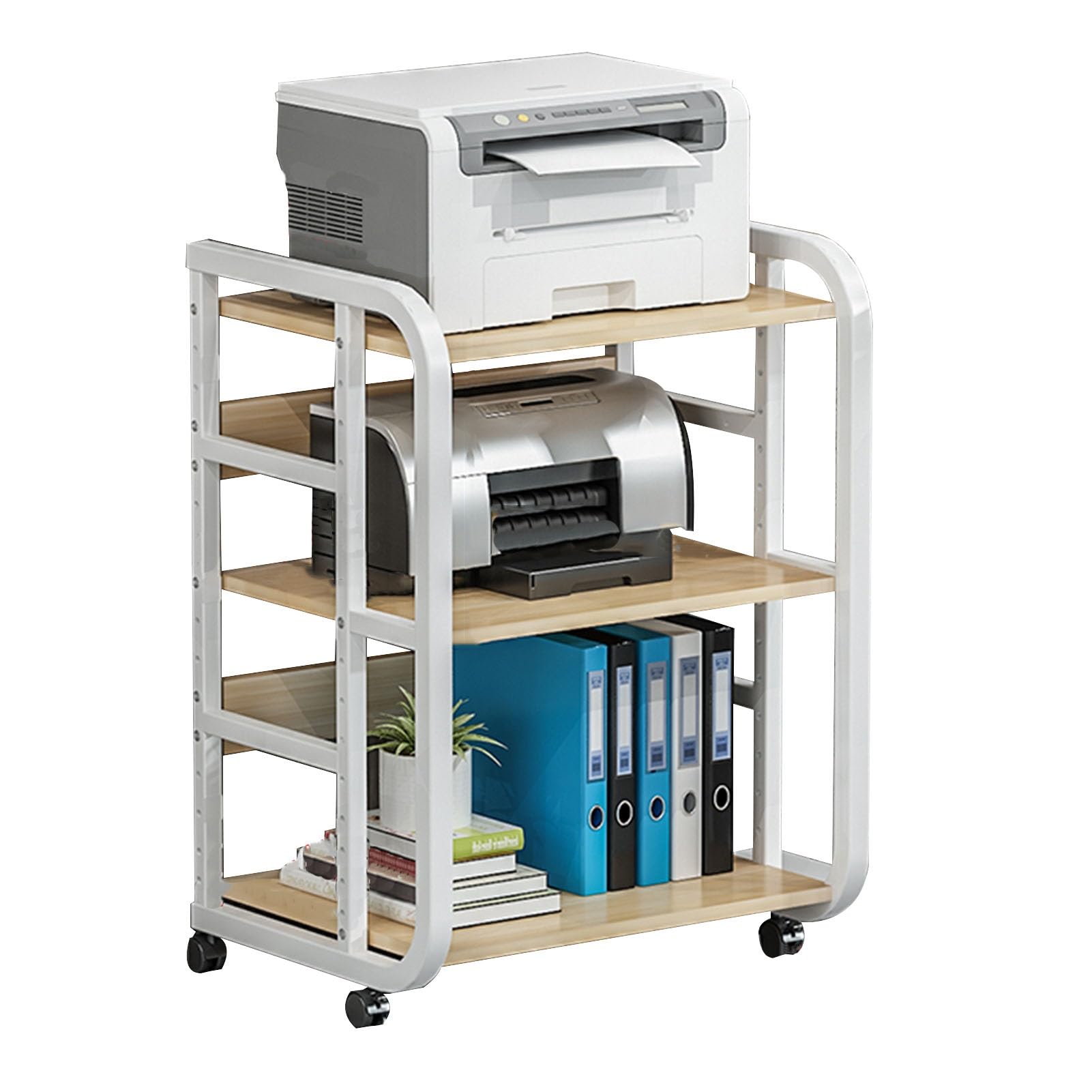 ZFUCMAYL Media Storage Cabinet,5 Tier Printer Stand,AV Media Cabinet Stand,Multipurpose Storage Rack with Wheels for Placing Various Files and Machines (Color : Style 1)