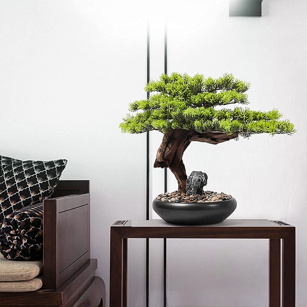 HASMI Schreibtisch deko Neue chinesische Desktop Dekorationen Welcome Kiefer Bonsai Grüne Pflanzen Dekorationen Wohnzimmer Desktop Zubehör Decoración del hogar