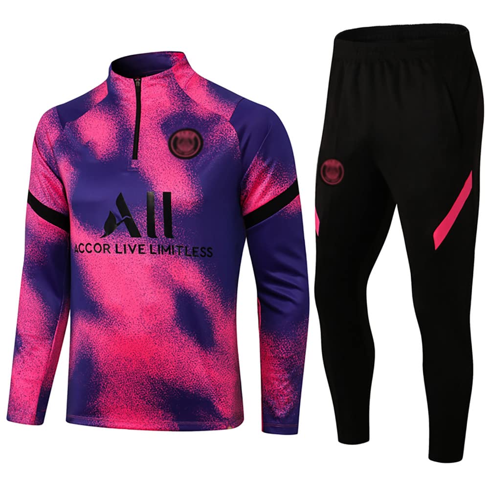 Chándal de entrenamiento de fútbol de París para hombre, traje de manga larga, ropa deportiva transpirable para entrenamiento, fitness, correr, jogging, para niños, lila, talla L, morado, L