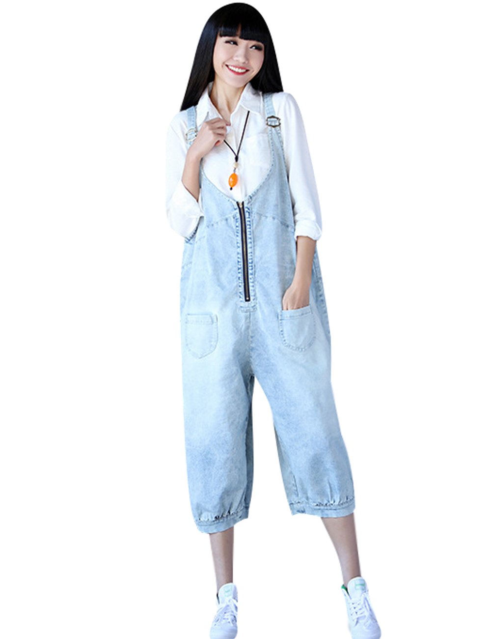 Youlee Femmes Fermeture éclair En vrac Denim Salopette