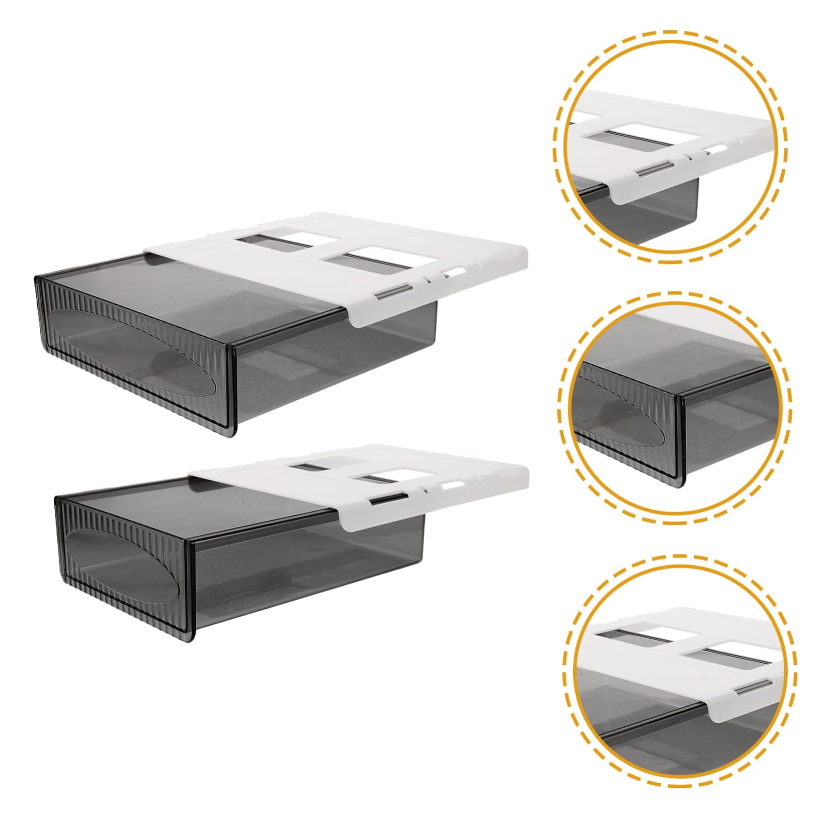 NUOBESTY 2pezzi Sotto la Scrivania Organizer Cassetto Portaoggetti in Plastica Cassetto da Ufficio Facile da Installare Nastro Adesivo Salvaspazio per Scrivania Tavolo da Pranzo Armadio