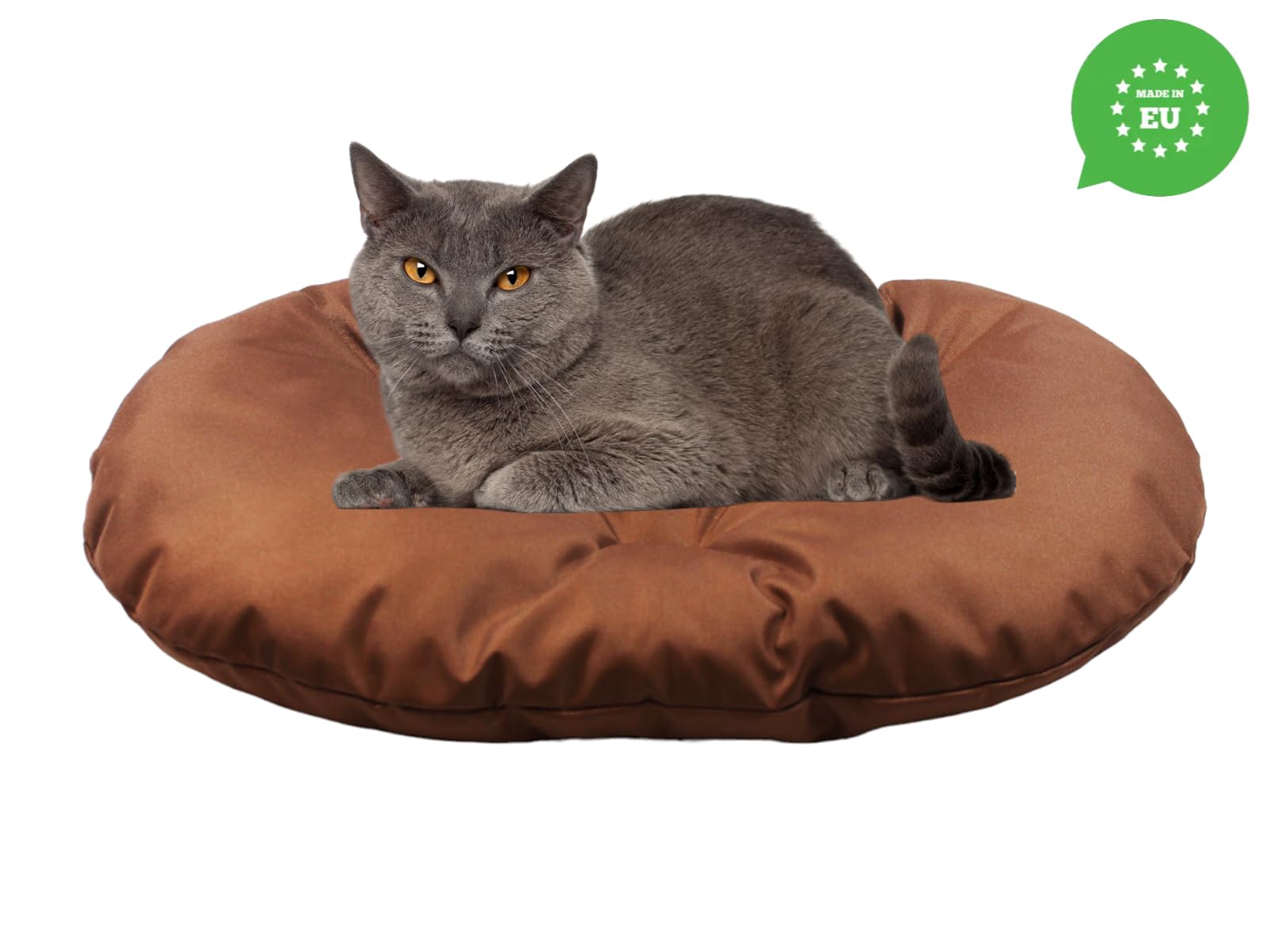 Cojín para Perros y Gatos - Tamaño Ovalado 80 x 58 cm Color Marrón - Cama Lavable - Ideal para Cestas de Transporte o Camas