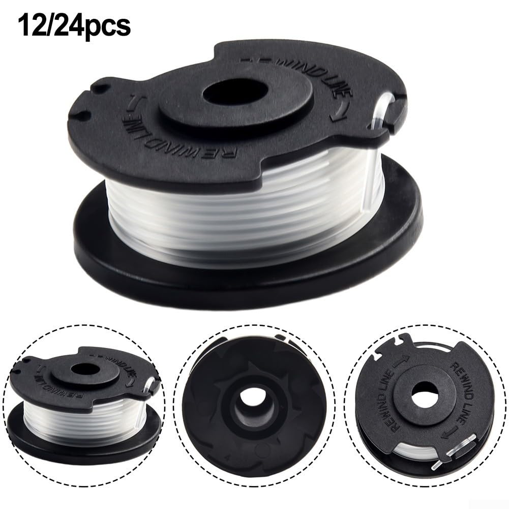 Bobine de fil de rechange pour débroussailleuse GE-CT 18/28 Li et 18/28 Li TC, fil en nylon de 1,6 mm de diamètre, 5 mètres de long chacun, lot de 12 ou 24 accessoires pour gazon de jardin