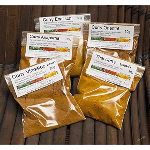 5 Curry Mischungen Probierset -1 Gewürzkontor München Cover