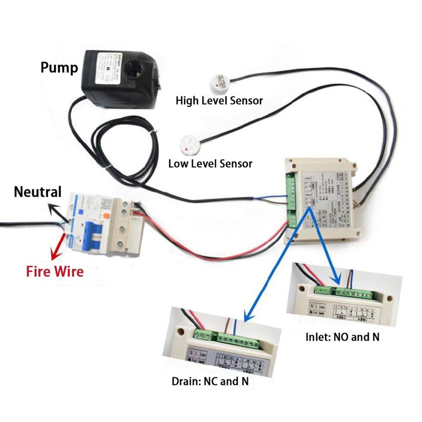Controlador de Nivel de Líquido sin Contacto, Sensor de Nivel de Agua Automático Ajustable AC100-260V