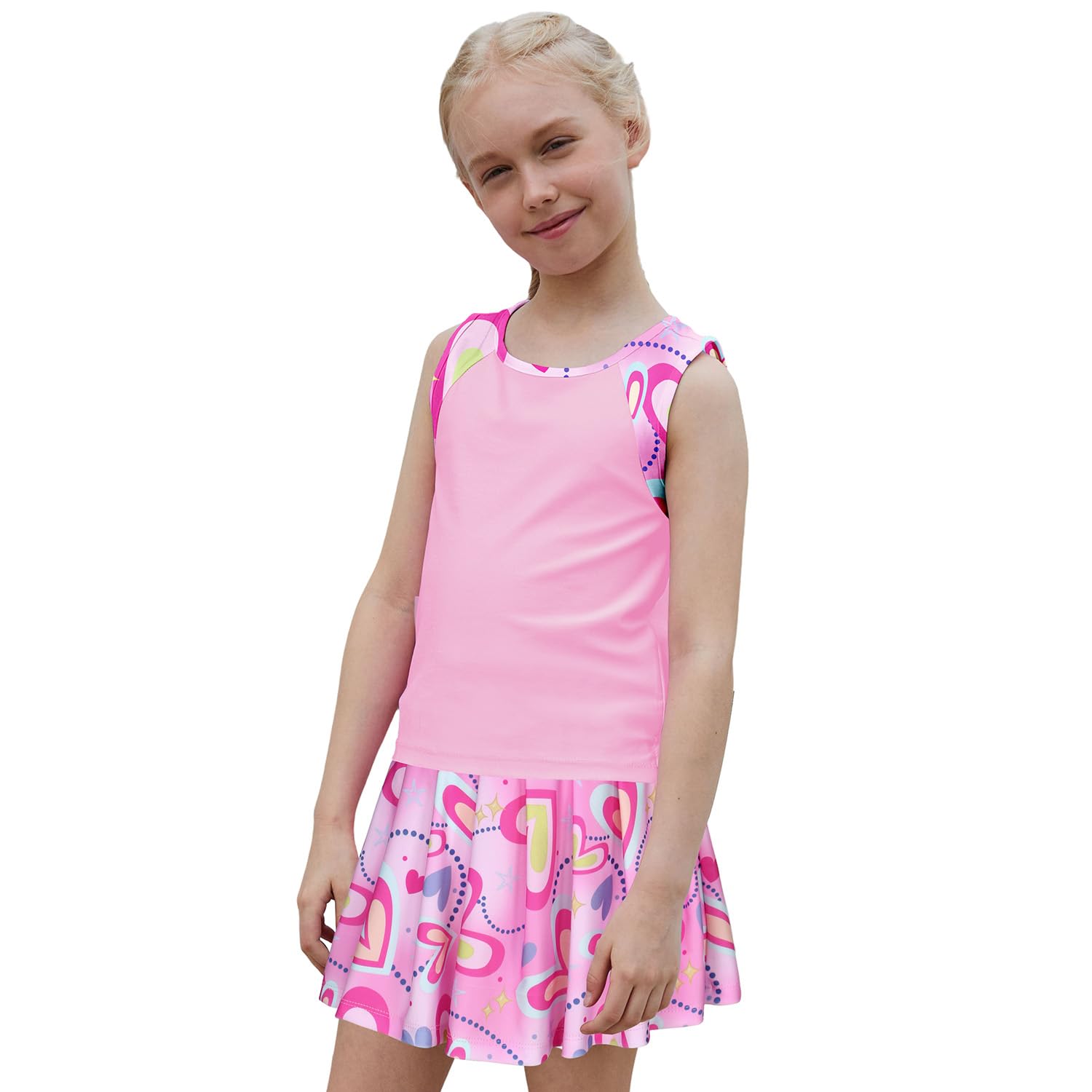 MODAFANS Girls Tennis Golf Pickball Dress Athletic Outfits Kids Tank Top and Skorts Sets