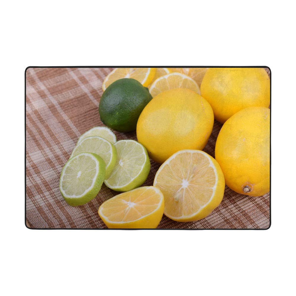 Grand tapis de salon citron 203x147cm en velours corail Ruchen