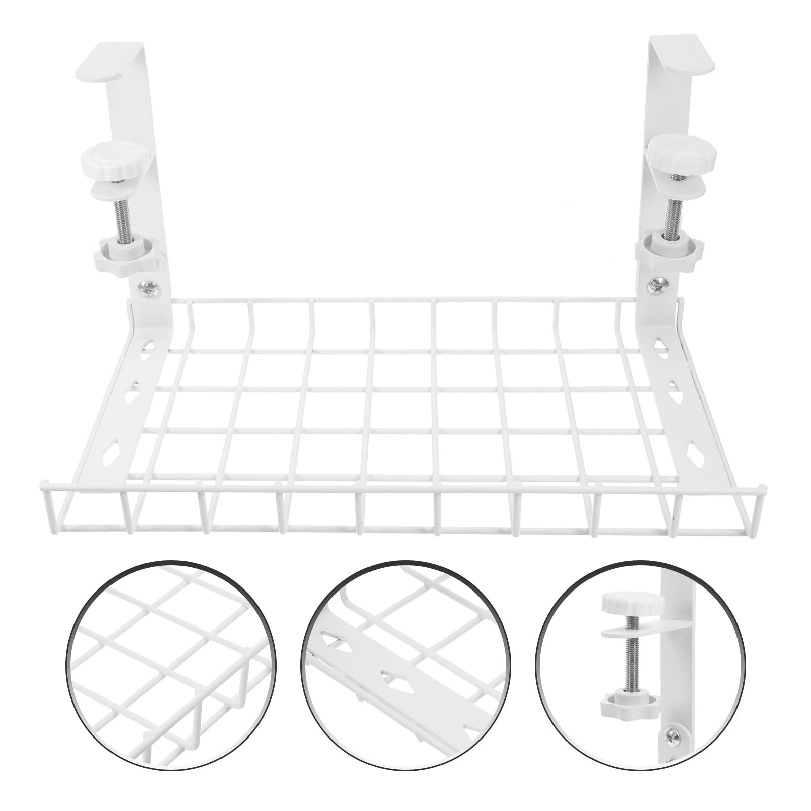 Anneome Organizzatore Cavi Sotto Scrivania senza Trapano Grande Capacità in Ferro Bianco, Design Multifunzionale e Moderno per Ufficio e Gaming Setup