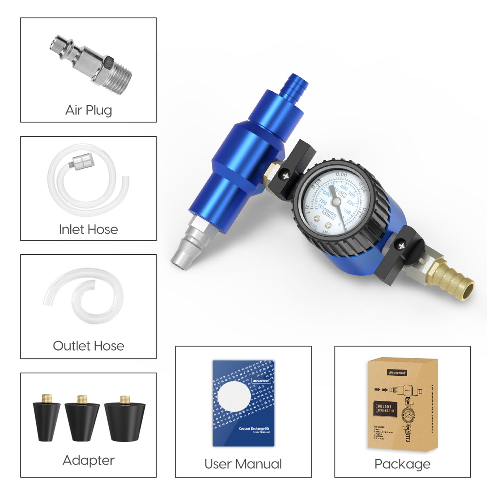 MRCARTool Kit Ricarica Vuoto Refrigerante Auto Sistema Raffreddamento Tester Spurgo Manometro 3 Adattatori