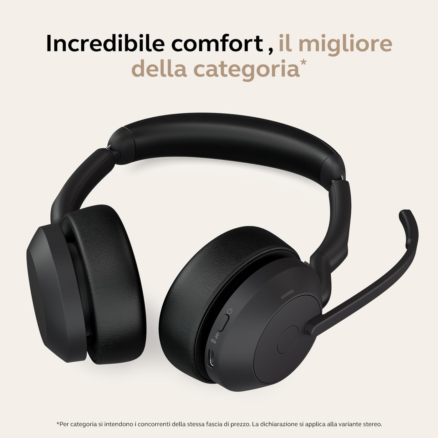 Jabra Evolve2 55 Cuffie Wireless Stereo con tecnologia Jabra Air Comfort, USB-A dongle, Ottimizzato per Microsoft Teams, Stereo, Senza Supporto