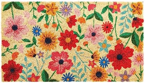 Juvale Flower Door Mat - 17 x 30 in, Rectangular, Multi-Color, Fa...