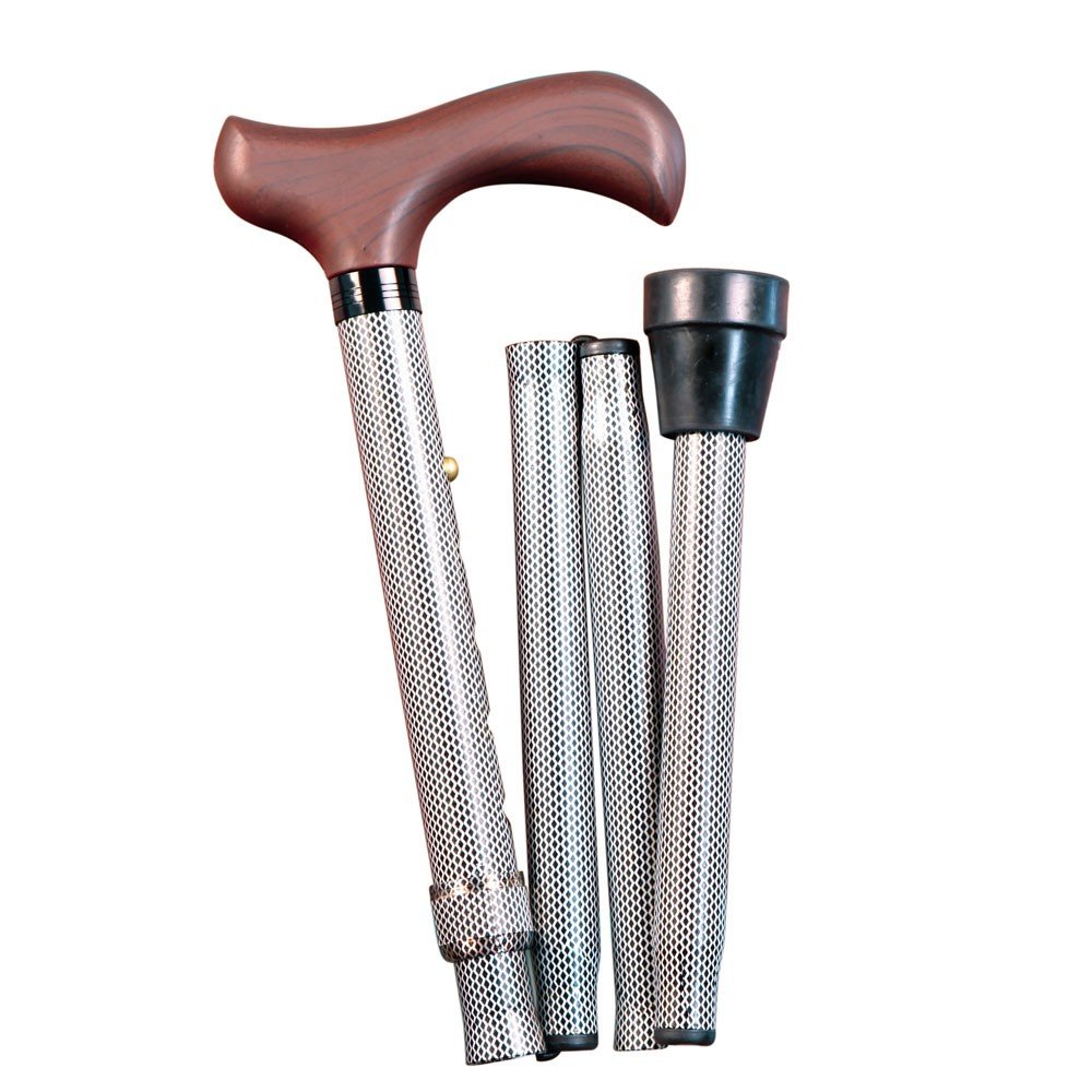 Folding Extendable Aluminium Folding Walking Stick White and Black